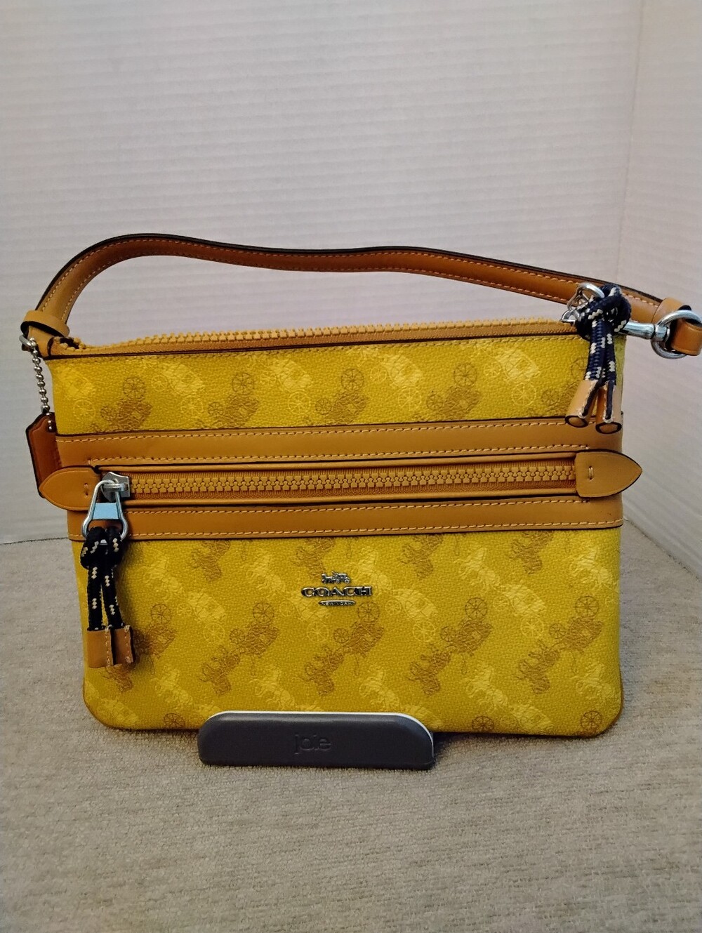 Coach Galllery Horse & Carraige Mustard Print with Tan Leather Trim
